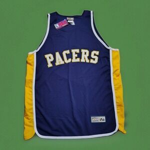 Vintage Indiana Pacers Jersey Mens XL Blue Yellow Majestic Hardwood Classic NWT